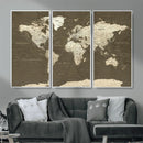 Vintage World Map Canvas Print – Framed Travel Map Wall Art