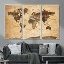 Navy Blue and Gold World Map Canvas Print – Framed Luxury by MyGreatCanvas | Canvas Wall Art Prints | Photo Prints & Wall Decor