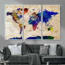 Colorful World Map Canvas Wall Art – Abstract Watercolor Map by MyGreatCanvas | Canvas Wall Art Prints | Photo Prints & Wall Decor