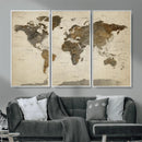 Vintage World Map Canvas Wall Art – Framed Travel Map for by MyGreatCanvas | Canvas Wall Art Prints | Photo Prints & Wall Decor