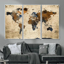 World Map Wall Art – Rustic Earth Tone Canvas Print, Antique by MyGreatCanvas | Canvas Wall Art Prints | Photo Prints & Wall Decor