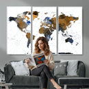 Colorful Watercolor World Map Canvas Wall Art – Framed