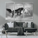 Wild Horses Wall Art Canvas Print – Framed Black and White by MyGreatCanvas | Canvas Wall Art Prints | Photo Prints & Wall Decor
