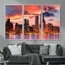 Chicago Wall Art Canvas Print - Chicago City Downtown Night by MyGreatCanvas | Canvas Wall Art Prints | Photo Prints & Wall Decor