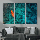 Turquoise Ocean Boat Wall Art Canvas Print by MyGreatCanvas | Canvas Wall Art Prints | Photo Prints & Wall Decor