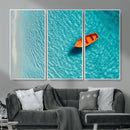 Minimalist Boat Wall Art Canvas Print, Aerial Sea Landscape by MyGreatCanvas | Canvas Wall Art Prints | Photo Prints & Wall Decor