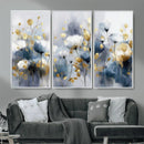 Large Abstract Flowers Wall Art Canvas Print – Gold and Blue by MyGreatCanvas | Canvas Wall Art Prints | Photo Prints & Wall Decor