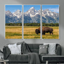 Bison in Mountain Landscape Wall Art Canvas Print – Western by MyGreatCanvas | Canvas Wall Art Prints | Photo Prints & Wall Decor