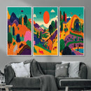 Colorful Japanese Landscape Print: Maximalist Panoramic Wall by MyGreatCanvas | Canvas Wall Art Prints | Photo Prints & Wall Decor