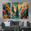 Colorful Japanese Landscape Print: Maximalist Panoramic Wall by MyGreatCanvas | Canvas Wall Art Prints | Photo Prints & Wall Decor