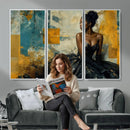 Elegant Woman Canvas Wall Art — Black Gold Gown Fashion by MyGreatCanvas | Canvas Wall Art Prints | Photo Prints & Wall Decor