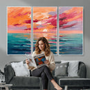 Bold Palette Knife Ocean Sunset Canvas — Orange Pink Teal by MyGreatCanvas | Canvas Wall Art Prints | Photo Prints & Wall Decor