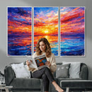 Colorful Knife Ocean Sunset Canvas — Orange Pink Teal by MyGreatCanvas | Canvas Wall Art Prints | Photo Prints & Wall Decor