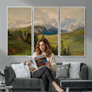 Konrad Petrides Sexten Village Canvas Print, Alpine Mountain Valley Painting, Dolomites Landscape Art by MyGreatCanvas | Canvas Wall Art Prints | Photo Prints & Wall Decor