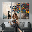 Banksy Graffiti Butterfly Girl Wall Art Canvas Print, Framed by MyGreatCanvas | Canvas Wall Art Prints | Photo Prints & Wall Decor