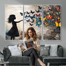 Banksy Butterfly Girl Wall Art Canvas Print, Framed Street by MyGreatCanvas | Canvas Wall Art Prints | Photo Prints & Wall Decor