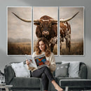 Texas Longhorn Canvas Wall Art Western Bull Desert Moody by MyGreatCanvas | Canvas Wall Art Prints | Photo Prints & Wall Decor