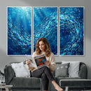School of Fish Canvas Print | Blue Ocean Underwater Wall Art by MyGreatCanvas | Canvas Wall Art Prints | Photo Prints & Wall Decor
