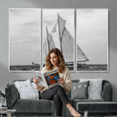 Vintage Sailboat Wall Art Canvas Print, Black and White by MyGreatCanvas | Canvas Wall Art Prints | Photo Prints & Wall Decor