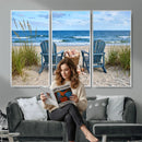 Large Beach Canvas Wall Art Coastal Adirondack Chairs Ocean by MyGreatCanvas | Canvas Wall Art Prints | Photo Prints & Wall Decor