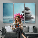 Zen Canvas Wall Art Lotus Flower Stacked Stones Teal Spa by MyGreatCanvas | Canvas Wall Art Prints | Photo Prints & Wall Decor