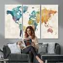 Watercolor World Map Canvas Wall Art Print – Abstract by MyGreatCanvas | Canvas Wall Art Prints | Photo Prints & Wall Decor