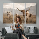 Rustic Texas Longhorn Cow Canvas Wall Art Print, Rustic Farm Animal Photography Print, Farmhouse Country Decor, Western Ranch Art by MyGreatCanvas | Canvas Wall Art Prints | Photo Prints & Wall Decor