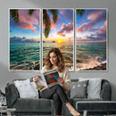 Hawaii Beach Sunset Canvas Wall Art Print, Tropical Ocean Landscape Artwork, Palm Tree Coastal Decor for Living Room Bedroom by MyGreatCanvas | Canvas Wall Art Prints | Photo Prints & Wall Decor