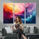 Colorful Abstract Canvas Wall Art Print, Vibrant Popup Color Art Print