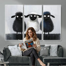 Funny Sheep Canvas Wall Art, Three Quirky Sheep Painting Print, Cute Animal Nursery Decor, Black White Navy Farmhouse Art, Kids Room Gift by MyGreatCanvas | Canvas Wall Art Prints | Photo Prints & Wall Decor
