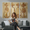 Mexican Folk Art Canvas Wall Art, Charro Poncho Sombrero Painting Print, Neutral Beige Boho Decor, Southwestern Impasto Style, Living Room Art by MyGreatCanvas | Canvas Wall Art Prints | Photo Prints & Wall Decor