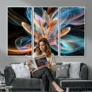 Fractal Lotus Canvas Wall Art, Blue Orange Glowing Flower Abstract Print, Modern Zen Meditation Room Decor, Ethereal Digital Art, Living Room by MyGreatCanvas | Canvas Wall Art Prints | Photo Prints & Wall Decor