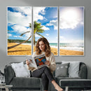 Tropical Beach Canvas Wall Art, Palm Tree Ocean Photo Print, Coastal Living Room Decor, Turquoise Sea Beach House Art, Summer Wall Art by MyGreatCanvas | Canvas Wall Art Prints | Photo Prints & Wall Decor
