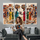 African Folk Art Canvas Wall Art, Colorful African Women Village Painting Print, Tribal Ethnic Home Decor, Vibrant African Art, Living Room by MyGreatCanvas | Canvas Wall Art Prints | Photo Prints & Wall Decor