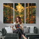 Gustav Klimt Style Forest Canvas Wall Art, Golden Forest Path Floral Art Nouveau Print, Enchanted Woodland Decor by MyGreatCanvas | Canvas Wall Art Prints | Photo Prints & Wall Decor