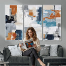 Blue Teal Abstract Canvas Wall Art, Modern Textured Painting Print, Navy Orange White Contemporary Art, Neutral Living Room Decor, Office Art by MyGreatCanvas | Canvas Wall Art Prints | Photo Prints & Wall Decor