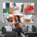 Blue Teal Abstract Canvas Wall Art, Modern Textured Painting Print, Navy Orange White Contemporary Art, Neutral Living Room Decor, Office Art by MyGreatCanvas | Canvas Wall Art Prints | Photo Prints & Wall Decor
