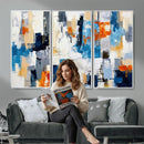 Blue Teal Abstract Canvas Wall Art, Modern Textured Painting Print, Navy Orange White Contemporary Art, Neutral Living Room Decor, Office Art by MyGreatCanvas | Canvas Wall Art Prints | Photo Prints & Wall Decor