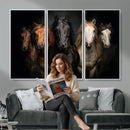 Horse Wall Art Canvas Print, Wild Horses Portrait Photography, Dramatic Equestrian Decor, Black Brown White Horse Herd, Rustic Ranch Art by MyGreatCanvas | Canvas Wall Art Prints | Photo Prints & Wall Decor