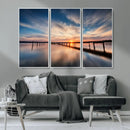 Wooden Pier on Seascape and Sunset Wall Art Canvas Print by MyGreatCanvas | Canvas Wall Art Prints | Photo Prints & Wall Decor