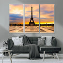Paris Eiffel Tower Sunset Canvas Wall Art Print - Iconic