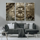 Wooden Ship Wheel Canvas Print, Multi Panel Canvas Wall Art