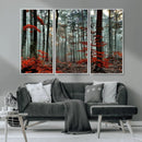 Autumn Forest Wall Art – Enchanting Red Leaves Canvas Print,