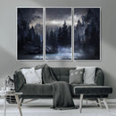 Night Landscape and Trees Wall Art Canvas Print