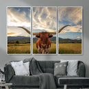 Texas Longhorn Canvas Wall Art – Majestic Triptych Animal by MyGreatCanvas | Canvas Wall Art Prints | Photo Prints & Wall Decor