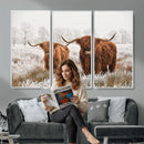 Longhorn Cattle Wall Art Canvas Print, Framed Farmhouse