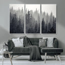 Misty Forest Canvas Wall Art – Monochrome Triptych Pine Tree by MyGreatCanvas | Canvas Wall Art Prints | Photo Prints & Wall Decor