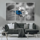 Blue Butterfly Black and White Canvas Wall Art by MyGreatCanvas | Canvas Wall Art Prints | Photo Prints & Wall Decor