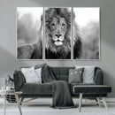 Black and White Lion Canvas Wall Art – Animal Print Artwork