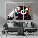 Dj Monkey Listening to Music Wall Art Print | Banksy Monkey by MyGreatCanvas | Canvas Wall Art Prints | Photo Prints & Wall Decor